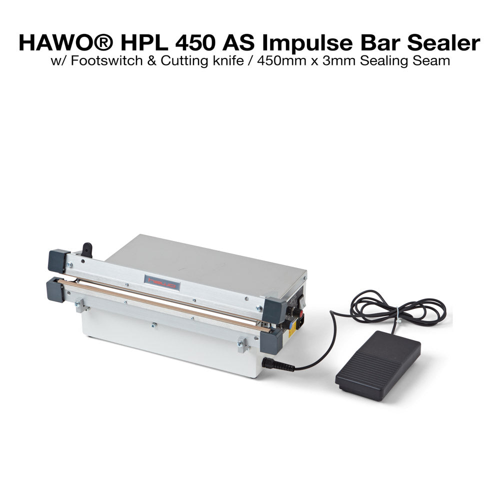 Hawo HPL 450, 630 & 1000 AS Bar Sealer Foot Operated Impulse Sealer Valdamarkdirect.com