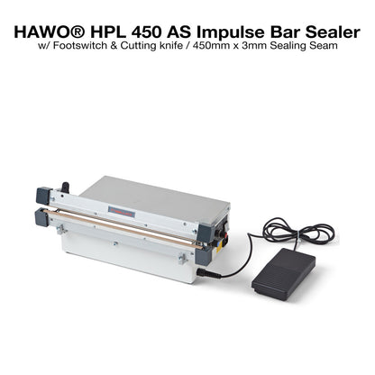 Hawo HPL 450, 630 & 1000 AS Bar Sealer Foot Operated Impulse Sealer Valdamarkdirect.com