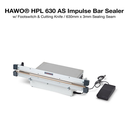 Hawo HPL 450, 630 & 1000 AS Bar Sealer Foot Operated Impulse Sealer Valdamarkdirect.com